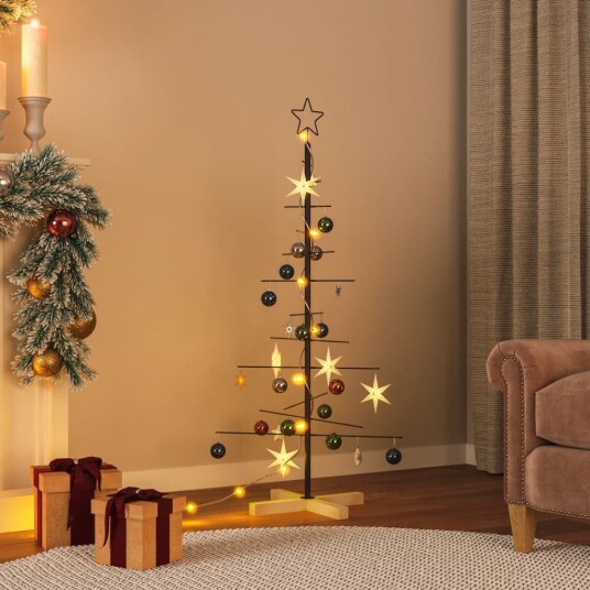 vidaXL Juletre til dekorasjon med trebunn metall svart 120 cm vidaXL Juletre til dekorasjon med trebunn metall svart 120 cm