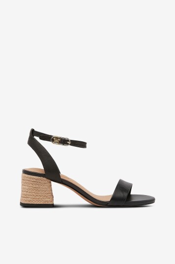 Tommy Hilfiger Sandaletter Leather Ankle Strap Espad Sandal Svart