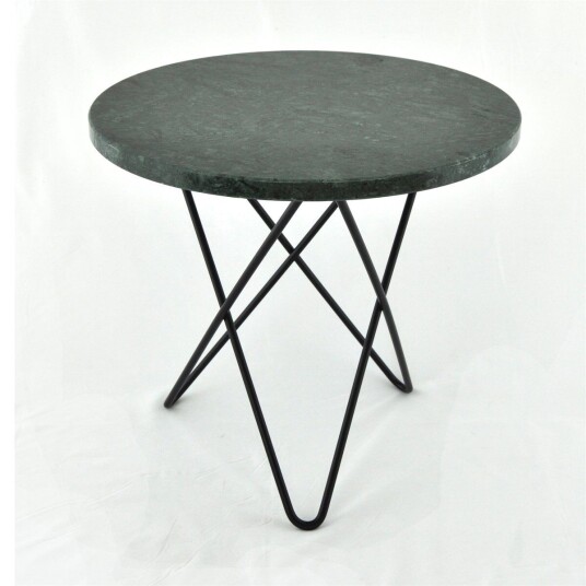 Ox Denmarq Mini O sidebord Ø40 H37, svart understell grønn marmor