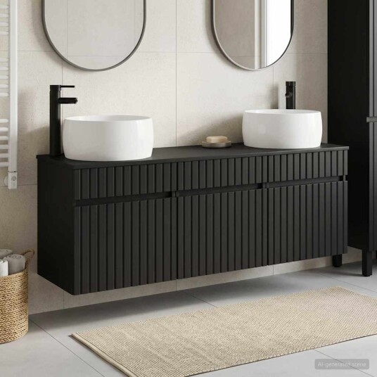 vidaXL Baderomsskapsett 3 stk. Svart 49 x 44,5 x 66 cm Konstruert tre