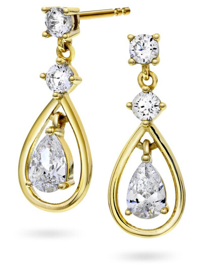 Pan Jewelry, Øredobber i 925 forgylt sølv med zirkonia
