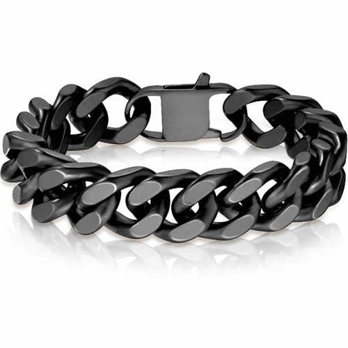 VF Matt black square armbånd i rustfritt stål / 1,2 cm