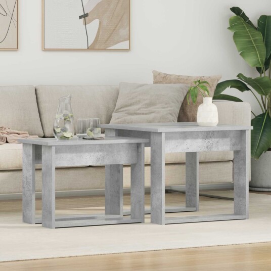 Kaffebord Sett 2 pcs Betonggrå Konstruert tre Kaffebord Sett 2 pcs Betonggrå Konstruert tre