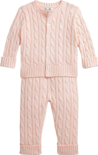 Polo Ralph Lauren Sett Cardigan/Bukser Strikk Morgen Rosa Polo Ralph Lauren 62 Cardigan