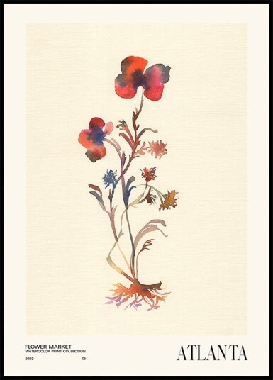 Watercolor print collection. Flower market   Atlanta Plakat / 40x50cm