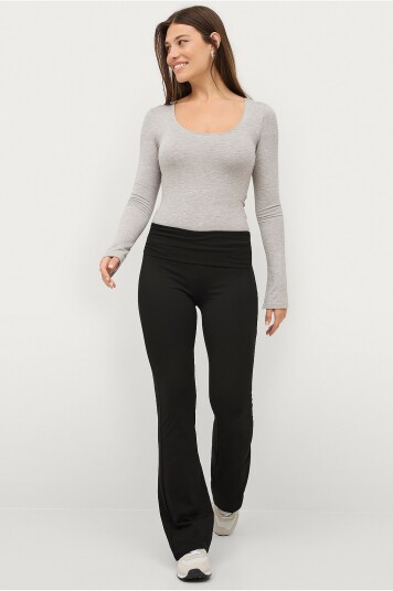 Gina Tricot Bukser Soft Touch Folded Flare Trousers Svart Gina Tricot Bukser Soft Touch Folded Flare Trousers Svart