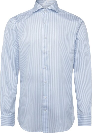 Morris Dressed Poplin Stripe Shirt- Slim Fit - LIGHT BLUE - 38