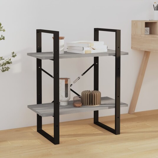 vidaXL Bokhylle 2 etasjer gr? sonoma 60x30x70 cm konstruert tre