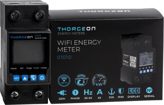 ThorgeOn 1 fas Wi Fi Energimåler 63A DIN