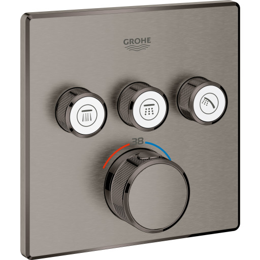 Grohe Grohtherm SmartControl Termostat Med 3 uttak, Brushed Hard Graphite