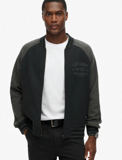 Superdry College Graphic Jersey Bomber   Black   L