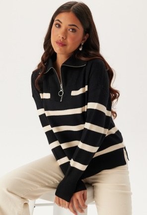 VERO MODA Vmsaba Stripe Ls Highneck Blouse Black Stripes: Birch XS