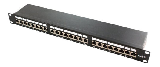 Logilink Koblingspanel Cat 6E Stp Rj-45 X 24 Svart Ral 9005 1U 19"