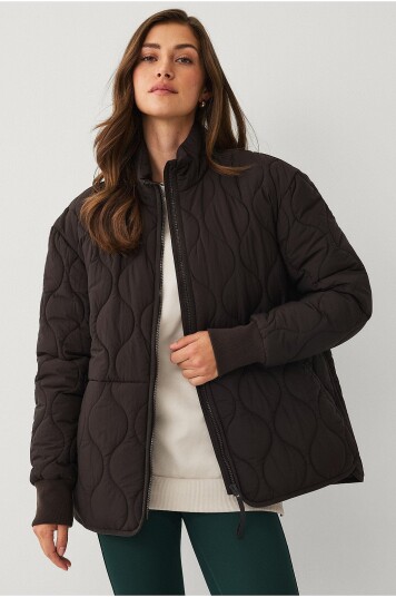 Ellos STUDIO Jakke Oversized Quilted Padded Jacket Brun