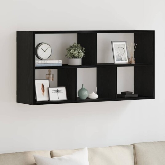 vidaXL Vegghylle svart eik 100x25x50 cm konstruert tre