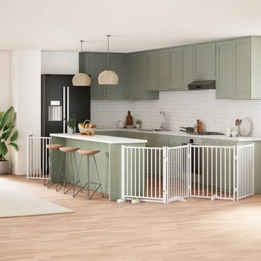 Vidaxl Hundeport Sammenleggbar 6 Paneler Hvit 480 cm Poppeltre