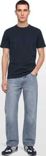 Calvin Klein Ss Linen Blend Crewnk Tee Navy M