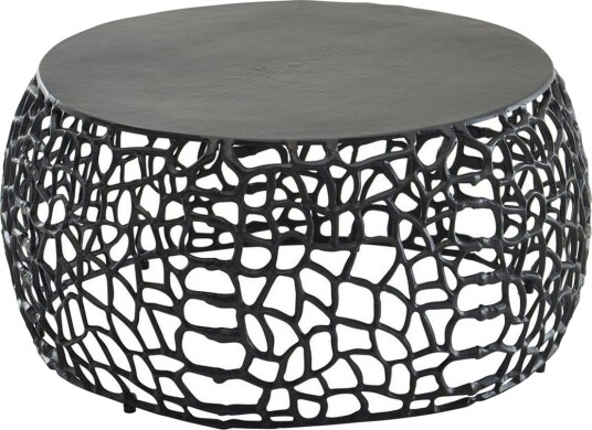 Sofabord Wohnling aluminiumstøp, rund 60 cm håndlaget, moderne stil Svart - Svart