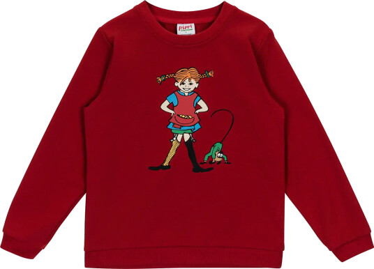 Pippi Langstrømpe Pippi Collegetröja Red 128 Pippi Langstrømpe Pippi Collegetröja Red 128