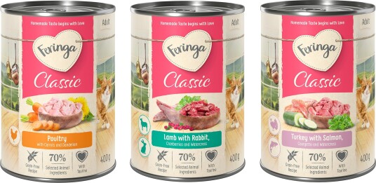 Feringa Classic Meat Meny Mix 4 Fjærkre Lam & Kanin Laks & Kalkun 24 X 400 G
