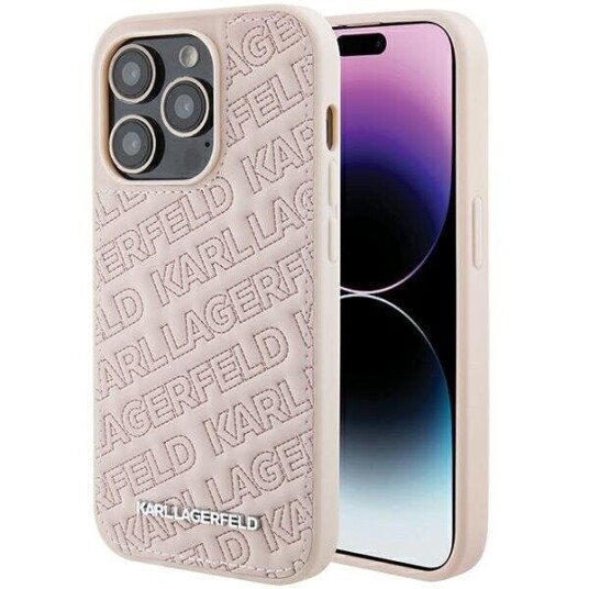 Karl Lagerfeld Hardcase for iPhone 15 Pro Max 6,7" Quiltet K-Mønster Rosa