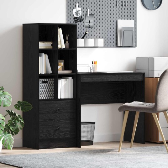 Skrivebord med lagring 2 pcs Svart eik 80 x 40 x 76 cm Skrivebord med lagring 2 pcs Svart eik 80 x 40 x 76 cm