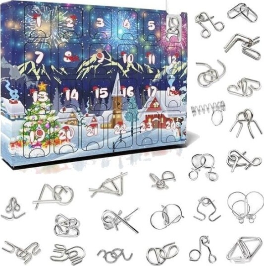 Adventskalender 2024 Barn Metallpuslespill Juleteller for Kvinner Menn Voksne