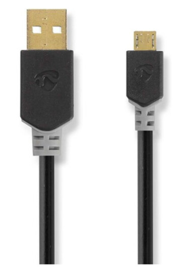 Nedis USB-kabel | USB 2.0 | USB-A Han | USB Micro-B Han | 480 Mbps | Gull belagt | 1.00 m | Rund | PVC | Antrasitt | Boks
