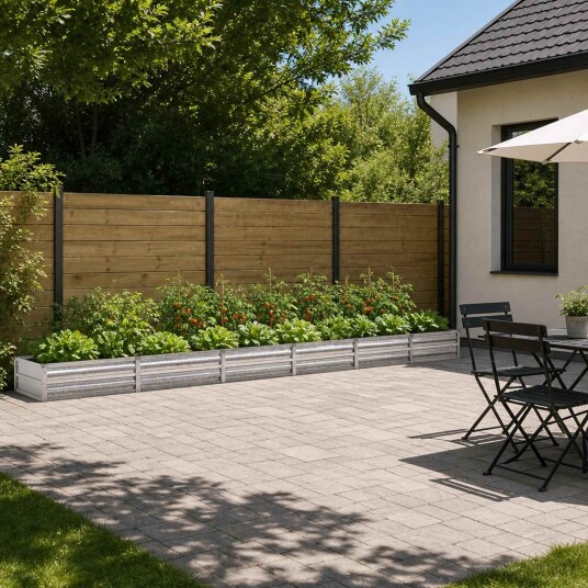 vidaXL Hevet Hagebed Sølv 480 x 80 x 24 cm galvanisert