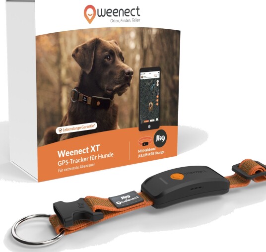 Weenect Pet Gps Tracker Xt For Hunder Med Halsbånd Svart Med Oransje Halsbånd