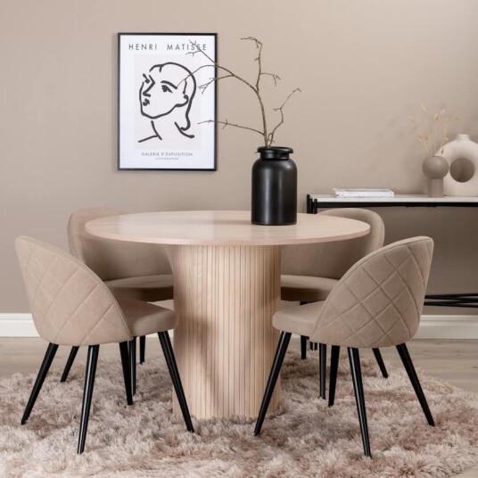 Spisegruppe Venture Home Bianca Rund med 4 Valentina Stitcthes Stoler Polyester