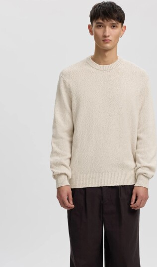 Annarr Anrragi Boucle Ls Knit Crew Neck Cream XL