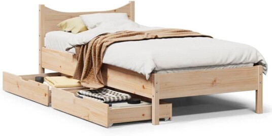 Sengeramme med skuffer 90x200 cm heltre furu