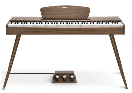 Donner DDP 80 Valnøtt farge digitalpiano med pedalbrett og stativ