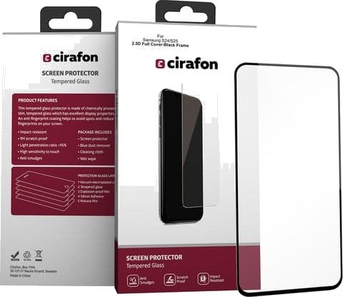 Cirafon Recycled Ultra wide double Tempered Skjermbeskytter Samsung Galaxy A36 Samsung Galaxy A56 Samsung Galaxy S24 Fe