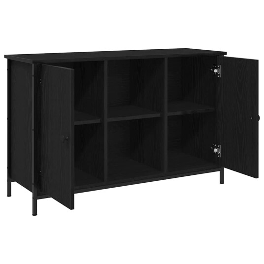 TV skap Svart eik 101x35x65 cm Konstruert tre og stål TV skap Svart eik 101x35x65 cm Konstruert tre og stål