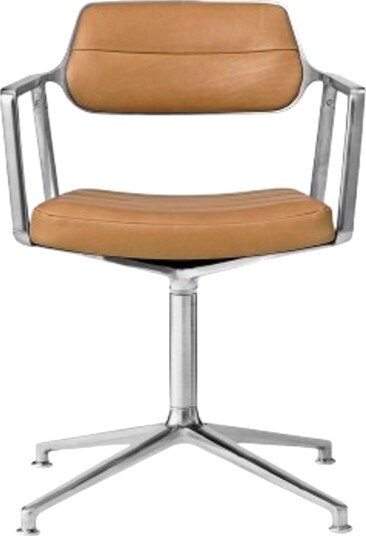 Vipp 453 Svingstol med gulvglidere Aluminium/ Kamel/Skinn