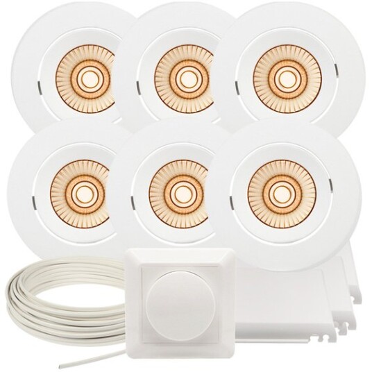 Namron Downlightpakke Alfa Reflektor Led Warmdim Hvit 6 Pk
