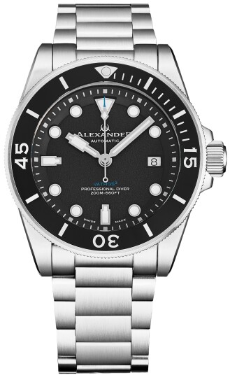 Alexander Herreklokke A520 01 Vathos Sort/Stål Ø42 mm