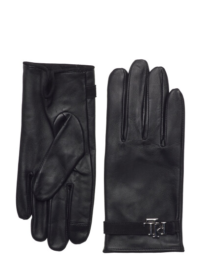 Lauren Ralph Lauren Logo-Trim Sheepskin Tech Gloves - Black - M Lauren Ralph Lauren Logo-Trim Sheepskin Tech Gloves - Black - M