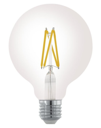 Eglo Led-Filamentlyspære Form: G95 E27 7.5 W Ekvivalent 60 Klasse F Varmt Hvitt Lys 2700 K Blank Eglo Led-Filamentlyspære Form: G95 E27 7.5 W Ekvivalent 60 Klasse F Varmt Hvitt Lys 2700 K Blank