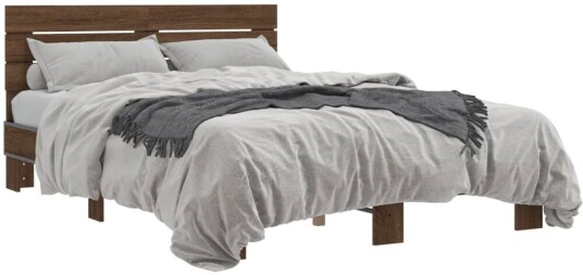 Sengeramme brun eik 135x190 cm konstruert tre og metall 8721102614620