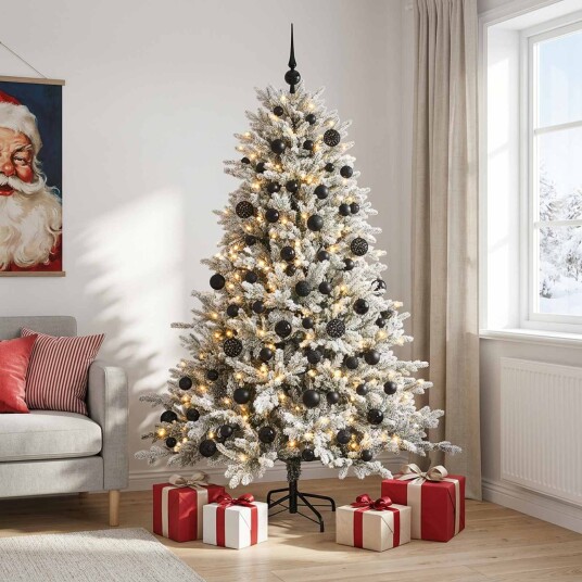 vidaXL Kunstig juletre med kuler 180 cm 300 LED-lys Varmhvit