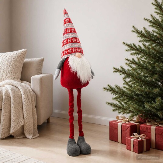vidaXL Julegnom med uttrekkbare ben Rød 130 cm Polyester