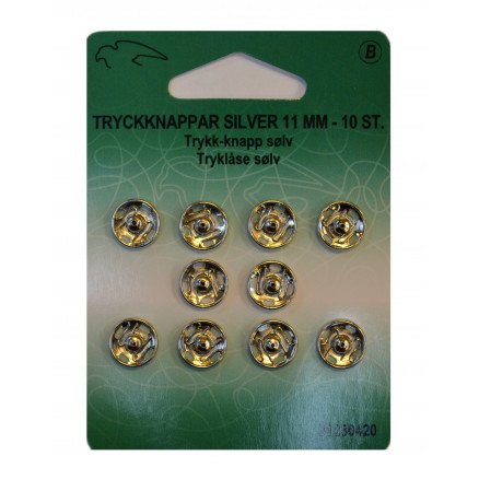 Vj Green Trykklåser trykknapper Sølv 11mm 10 stk