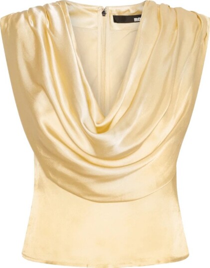 ROTATE Birger Christensen Chiffon Waterfall Top Yellow 36 ROTATE Birger Christensen Chiffon Waterfall Top Yellow 36