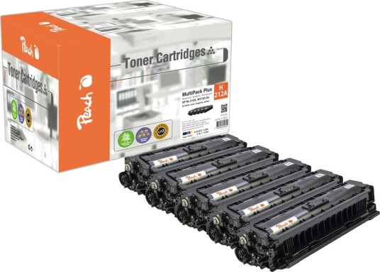 Peach-tonerkassetter som passer HP 212A Lasertoner Multi-Plus W2120-3A, 5-pakning