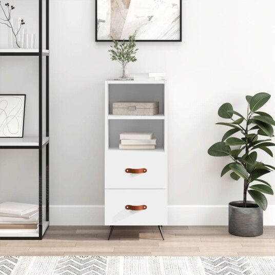 vidaXL Skjenk hvit 34,5x34x90 cm konstruert tre vidaXL Skjenk hvit 34,5x34x90 cm konstruert tre