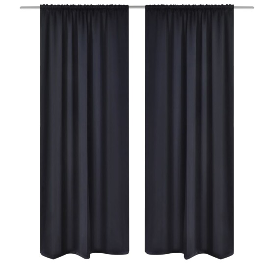 Vidaxl 2stk Svarte Mørkleggingsgardiner Med Stang 135 X 245 Cm Vidaxl 2stk Svarte Mørkleggingsgardiner Med Stang 135 X 245 Cm