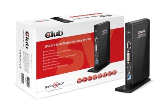 CLUB3D SenseVision USB3.0 Dual Display Docking Station CLUB3D SenseVision USB3.0 Dual Display Docking Station